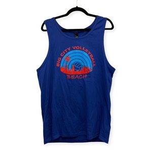 Men's athletic tank top t-shirt with volleyball logo, royal blue, never worn
